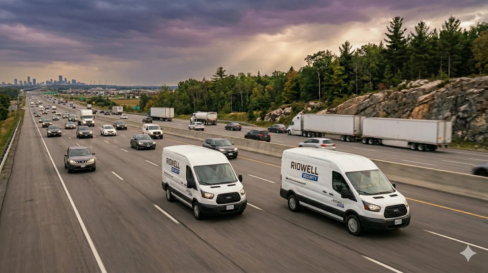 Riowell vans on a Canadian highway